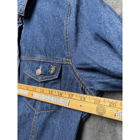 Frye Denim Dress Woman’s Sz S Dark Jean Buttons Pockets Long Sleeve Teacher NWOT - Picture 3 of 10
